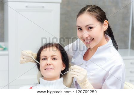 Female patient with open mouth