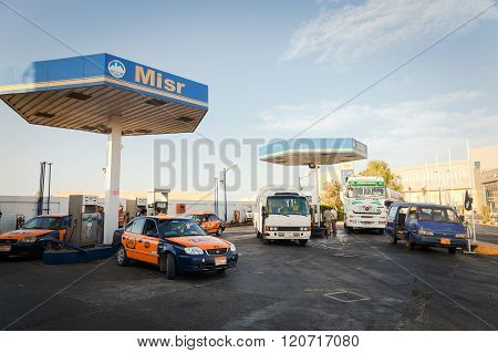 Cars On Gas Station