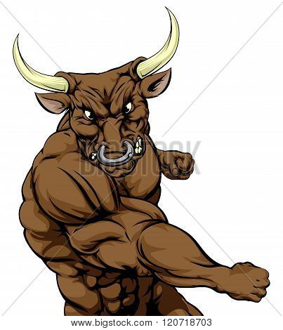 Bull Animal Sports Mascot Punching