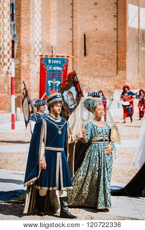 Couple Of Medieval Nobles On Parade