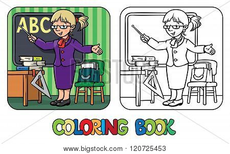 Funny teacher. Coloring book. Profession series.