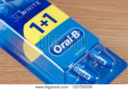 SARANSK, RUSSIA - CIRCA, 2016: Oral-b toothbrush on a wooden table.