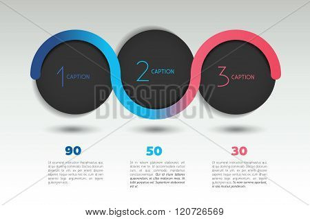 Infographic Vector Option Banner With 3 Steps. Color Spheres, Balls, Bubbles.