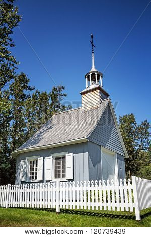 Small chapel with picket fence. Les Eboulements, Quebec Province, Canada.