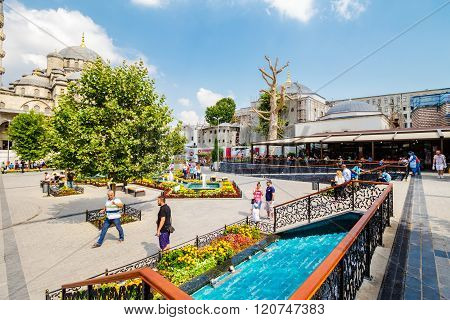 Square Of Spice Bazaar Near The Yeni Cami Mosque