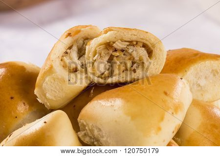 Brazilian Snack. Chicken Esfiha Portion.
