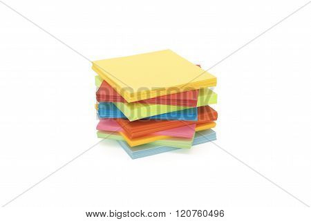 stack paper stickers on white background