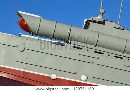 Kaliningrad, Russia - January 23, 2016: torpedo boat the monument to Baltic seamen. Kaliningrad (earlier Konigsberg) Russia