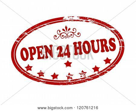 Rubber stamp with text open twenty four hours inside vector illustration