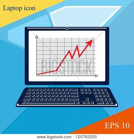 Modern illustration of laptop. Web site page.