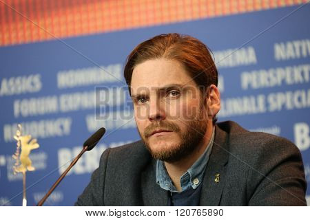 Daniel Bruehl attends the 'Alone in Berlin' (Jeder stirbt fuer sich) press conference during the 66th Berlinale Film Festival Berlin at  Hyatt Hotel on February 15, 2016 in Berlin, Germany.