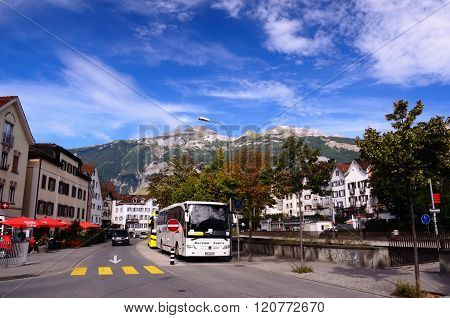 Tour Bus in Swiss Town of Chur