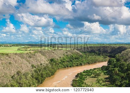 Tropical river Chavon, Dominican Republic. top view