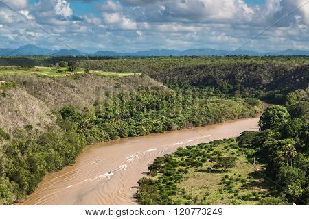 Tropical river Chavon, Dominican Republic. top view