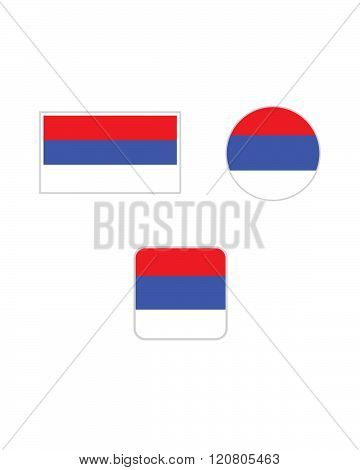 Vector Serbia Flag and Icon Set