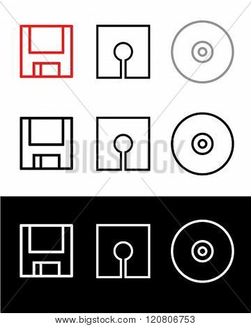 Vector Data Storage Symbol Set in Colour, Black and Reverse