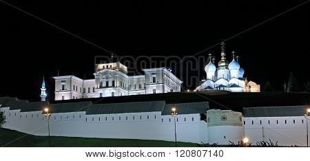 The Walls Of The Kazan Kremlin At Night