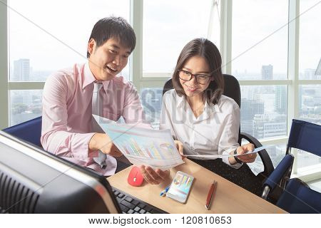 Younger Man And Woman Meeting In Office Working Table Scene For People Business Lifestyle