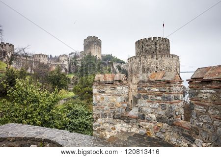 ISTANBUL, TURKEY - MARCH 20, 2011: Roumeli Hissar Castle fortress in European part of Istanbul, Turkey