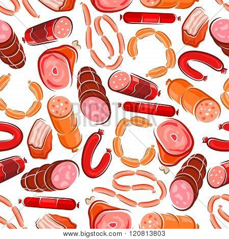 Meat and sausages seamless pattern