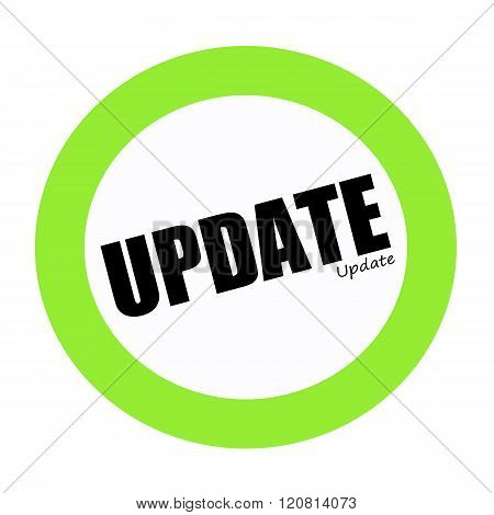 an images of UPDATE black stamp text on green