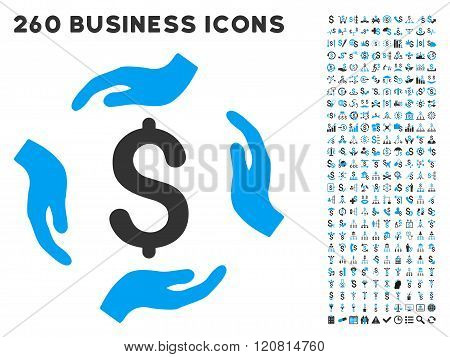 Money Care Hands Icon with Flat Vector Set