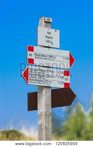 Signs Of Trail In The Ligurian Alps Piedmont Italy