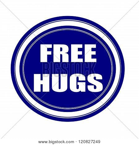 Free hugs white stamp text on blueblack