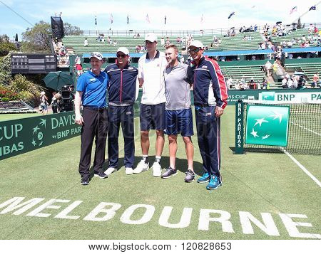 THE US Davis Cup Team After Winning The Davis Cup Tie Against Aust