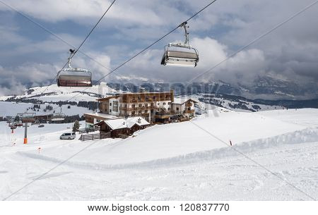 Cableway in the ski resort