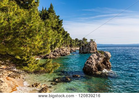 Beautiful Remote Rocky Seashore Between Baska Voda And Brela - Makarska Dalmatia Croatia