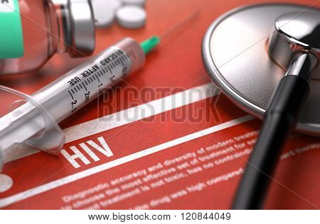 HIV. Medical Concept on Orange Background.