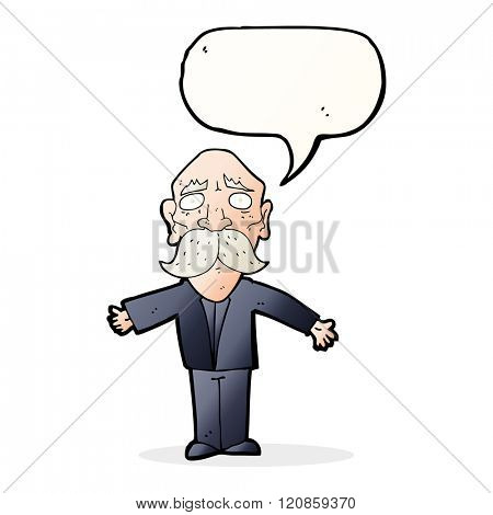 cartoon disapointed old man with speech bubble