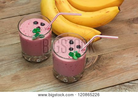 Fruit Smoothies And A Bunch Of Bananas