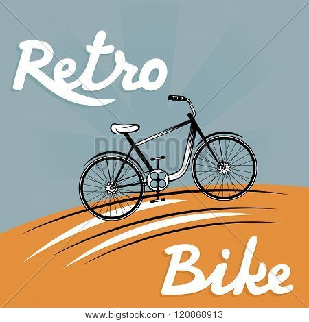 Retro Vector Illustration Of  Bicycle . Concept Of Graphic Clipart Work