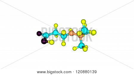 Meldonium is a clinically used anti-ischemic drug. Since January 2016 it has been on the World Anti-Doping Agency list of substances banned from use by athletes. 3d illustration