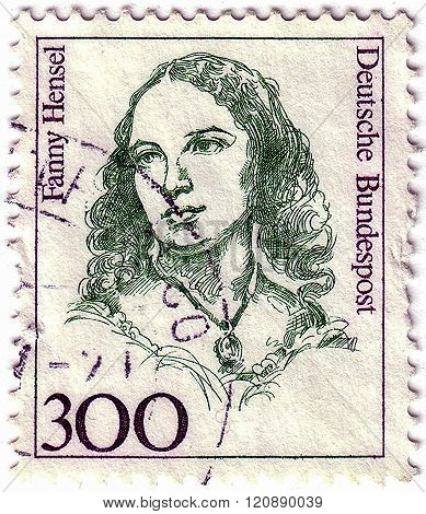 Germany - Circa 1989: A Stamp Printed In The Germany Shows Fanny Hensel, Composer, Conductor, Circa