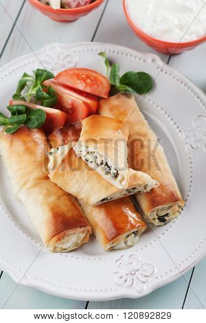 Pita zeljanica, balkans phyllo pastry filled with cheese and spinach
