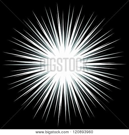 Abstract Bursting, Spiky Shape. Monochrome Vector Design Element.