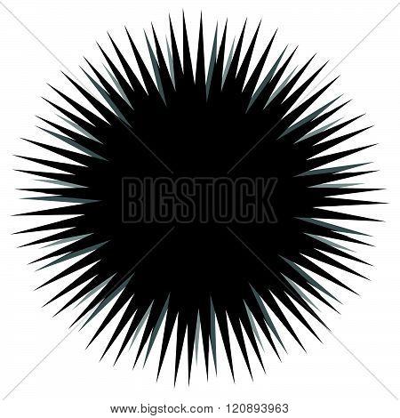 Abstract Bursting, Spiky Shape. Monochrome Vector Design Element.