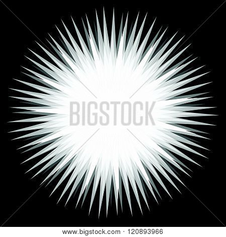 Abstract Bursting, Spiky Shape. Monochrome Vector Design Element.