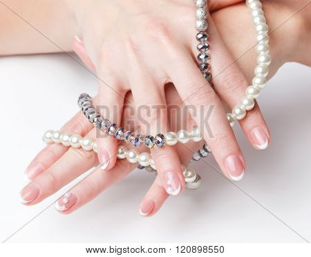 Closeup Of French Manicured Natural Nails