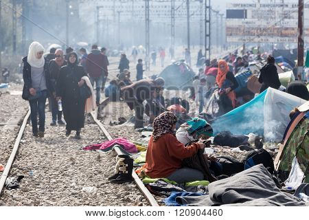 Thousands Of Immigrants Are In A Wait At The Border Between Greece And Fyrom