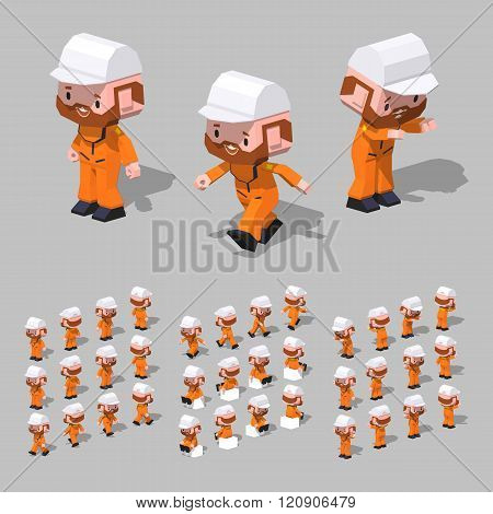Low poly tugboat sailor