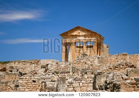 Dougga, Roman Ruins. Unesco World Heritage Site In Tunisia.