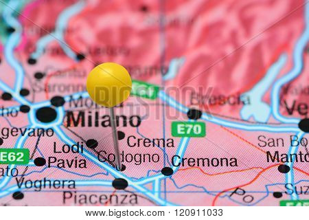 Codogno pinned on a map of Italy