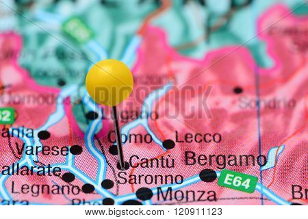 Cantu pinned on a map of Italy