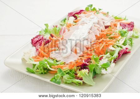 chicken breast salad with yogurt cream,italy
