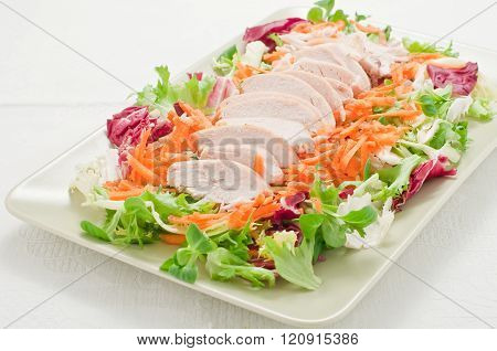 chicken breast salad with yogurt cream,italy