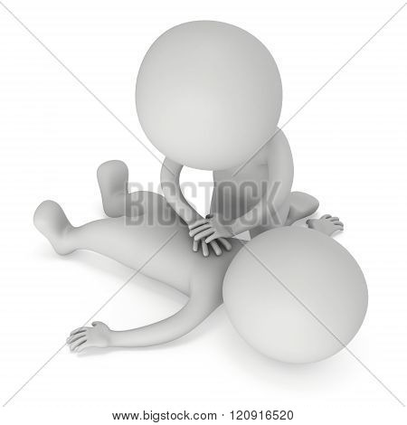 3D Man Doing Cpr First Aid